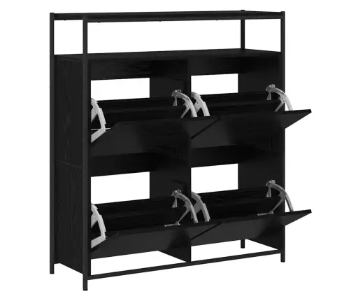 Apavu Skapis Ar 4 Pacelamajām Atvilktnēm Melnais Ozols 100X34X112 Cm Vidaxl