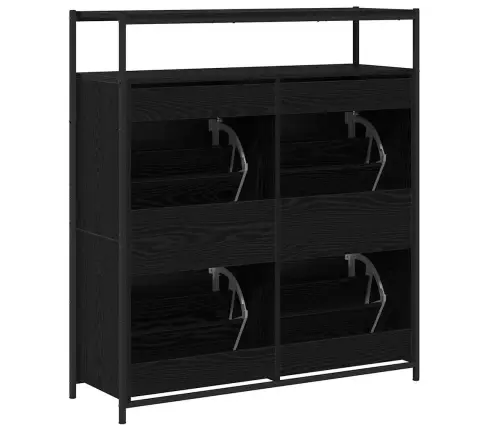 Apavu Skapis Ar 4 Pacelamajām Atvilktnēm Melnais Ozols 100X34X112 Cm Vidaxl