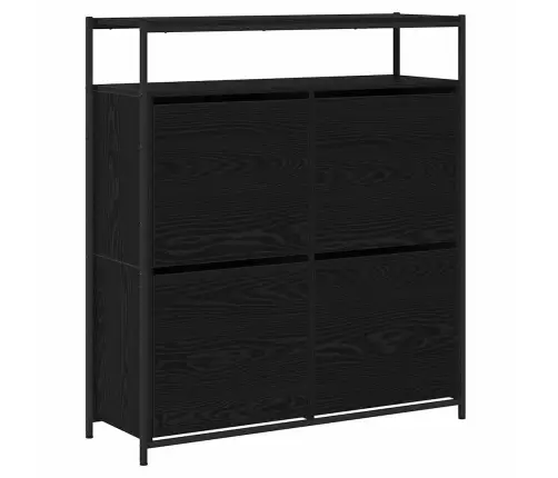 Apavu Skapis Ar 4 Pacelamajām Atvilktnēm Melnais Ozols 100X34X112 Cm Vidaxl
