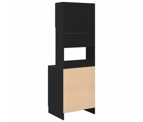 Virtuvės Spintelė Su Lentyna Juoda Ąžuolo 60 X 50 X 180 Cm