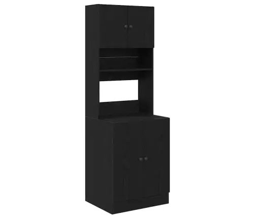 Virtuvės Spintelė Su Lentyna Juoda Ąžuolo 60 X 50 X 180 Cm