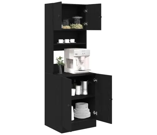 Virtuvės Spintelė Su Lentyna Juoda Ąžuolo 60 X 50 X 180 Cm