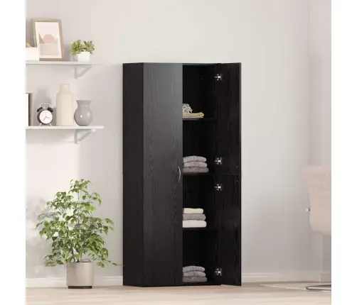 Augstais Melno Ozolu Skapītis - 60 X 32 X 153 Cm - Inženierijas Koks Vidaxl