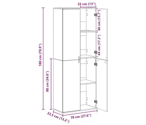 Augstais Skapis Vecs Koks 70X35X180 Cm Koks Vidaxl