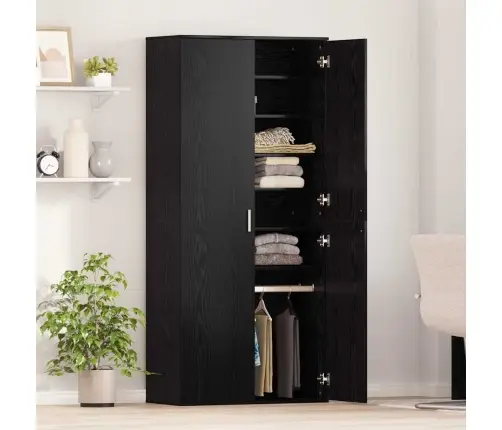 Kapp Riiuliga Uksega Must Tamm 80 X 39 X 178 Cm Tehispuit