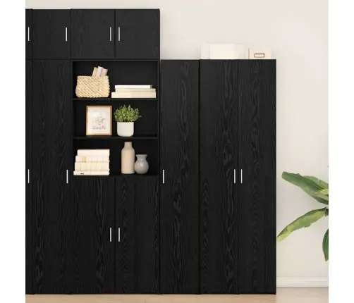 Augstākais Skapītis Melnā Ozolkoka 30X42.5X185 Cm Inženiertehniskā Koka Vidaxl