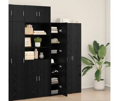 Augstākais Skapītis Melnā Ozolkoka 30X42.5X185 Cm Inženiertehniskā Koka Vidaxl