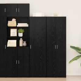 Augstais Skapītis 2 Pcs Melns Ozolkoks 50 X 42,5 X 185 Cm Vidaxl