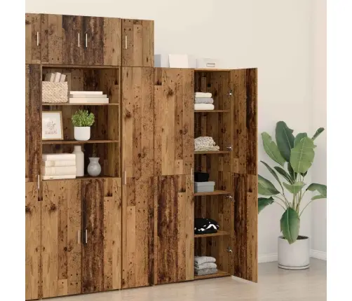 Aukštas Spintelė 2 Pcs Senas Medis 80 X 42 X 185 Cm