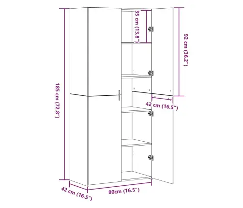 Augstais Melnā Ozola Bufete 40X42.5X185 Cm Inženierijas Koks Vidaxl