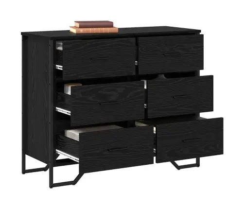 Ištraukalas Spinta 2 Pcs Juodas Ąžuolas 91 X 35,5 X 74,5 Cm