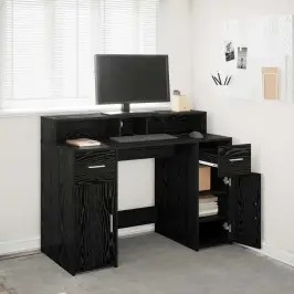 Galds Ar Plauktu Melns Ozols 120 X 55 X 91 Cm Inženierijas Koks Vidaxl