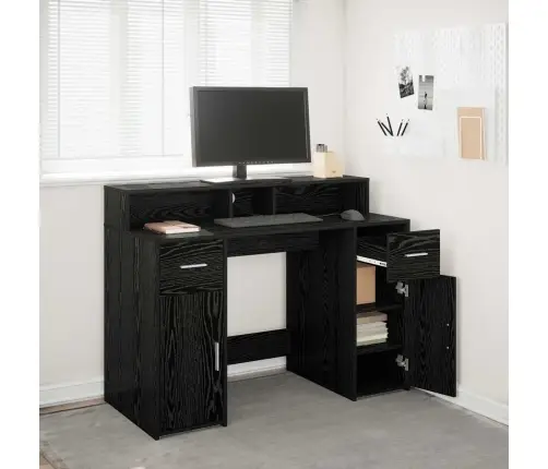 Laud Led -Ribatuledega Must Tamm 120 X 55 X 91 Cm Tehispuit Laud Led -Ribatuledega Must Tamm 120 X 55 X 91 Cm Tehispuit