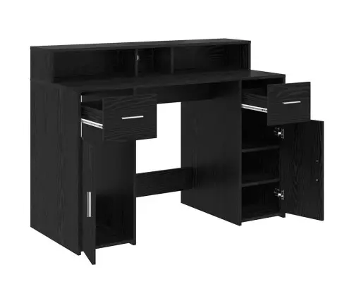 Laud Led -Ribatuledega Must Tamm 120 X 55 X 91 Cm Tehispuit Laud Led -Ribatuledega Must Tamm 120 X 55 X 91 Cm Tehispuit