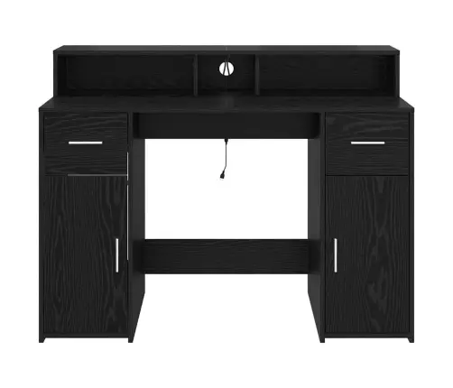 Laud Led -Ribatuledega Must Tamm 120 X 55 X 91 Cm Tehispuit Laud Led -Ribatuledega Must Tamm 120 X 55 X 91 Cm Tehispuit