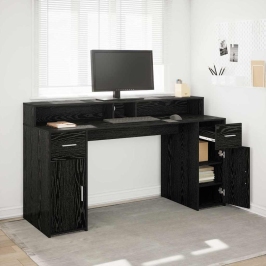 Galds Ar Plauktu Melns Ozols 160 X 55 X 91 Cm Inženierijas Koks Vidaxl
