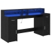 Laud Led -Ribatuledega Must Tamm 160 X 55 X 91 Cm Tehispuit