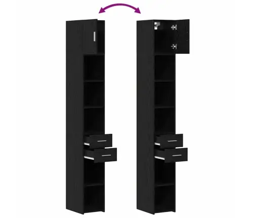 Lieknas Saugojimo Spintelis Juoda Ąžuolo 30 X 42.5 X 225 Cm