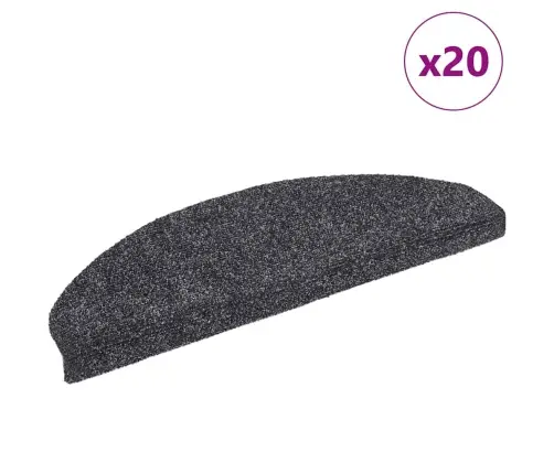 Kāpņu Paklājiņi, Pašlīmējoši, 20 Gab., 65X21X4 Cm, Tumši Pelēki, Pusapaļi, Lieli Vidaxl