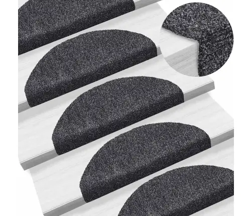 Kāpņu Paklājiņi, Pašlīmējoši, 20 Gab., 65X21X4 Cm, Tumši Pelēki, Pusapaļi, Lieli Vidaxl