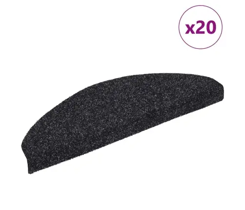 Kāpņu Paklājiņi, Pašlīmējoši, 20 Gab., 65X21X4 Cm, Melni, Pusapaļi, Lieli Vidaxl