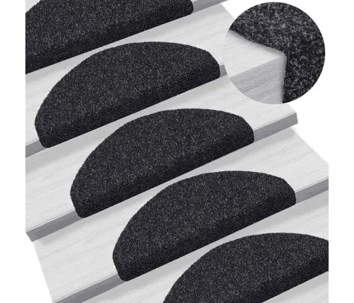 Kāpņu Paklājiņi, Pašlīmējoši, 20 Gab., 65X21X4 Cm, Melni, Pusapaļi, Lieli Vidaxl