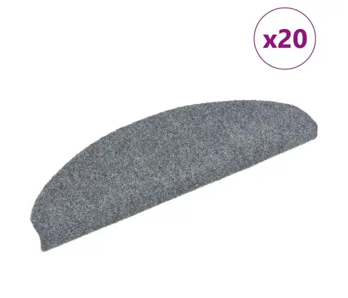 Laiptų Kilimėliai, Lipnūs, 20 Vnt., 65X21X4 cm Šviesiai Pilki, Pusapvaliai, Dideli Laiptų Kilimėliai, Lipnūs, 20 Vnt., 65X21X4 cm Šviesiai Pilki, Pusapvaliai, Dideli