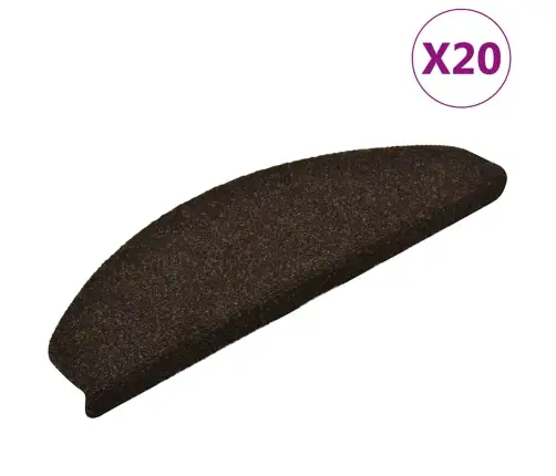 Kāpņu Paklājiņi, Pašlīmējoši, 20 Gab., 65X21X4 Cm, Tumši Brūni, Pusapaļi, Lieli Vidaxl