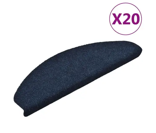 Kāpņu Paklājiņi, Pašlīmējoši, 20 Gab., 65X21X4 Cm, Tumši Zili, Pusapaļi, Lieli Vidaxl