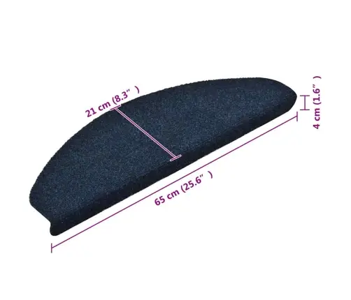 Kāpņu Paklājiņi, Pašlīmējoši, 20 Gab., 65X21X4 Cm, Tumši Zili, Pusapaļi, Lieli Vidaxl