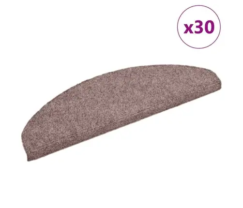 Kāpņu Paklājiņi, Pašlīmējoši, 30 Gab., 65X21X4 Cm, Gaiši Brūns, Pusapaļi, Lieli Vidaxl