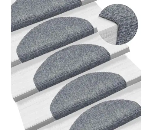 Kāpņu Paklājiņi, Pašlīmējoši, 30 Gab., 65X21X4 Cm, Gaiši Pelēki, Pusapaļi, Lieli Vidaxl