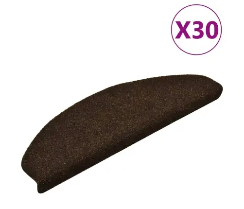 Kāpņu Paklājiņi, Pašlīmējoši, 30 Gab., 65X21X4 Cm, Brūni, Pusapaļi, Lieli Vidaxl