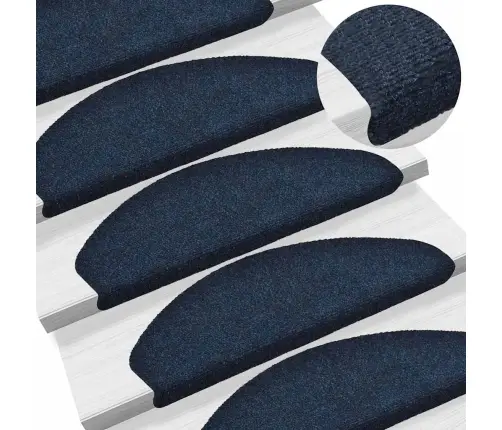 Kāpņu Paklājiņi, Pašlīmējoši, 30 Gab., 65X21X4 Cm, Tumši Zili, Pusapaļi, Lieli Vidaxl