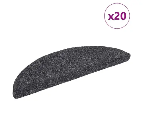 Laiptų Kilimėliai, Lipnūs, 20 Vnt., 56X17X3 cm Tamsiai Pilki, Pusapvaliai