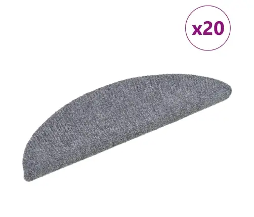 Laiptų Kilimėliai, Lipnūs, 20 Vnt., 56X17X3 cm Šviesiai Pilki, Pusapvaliai