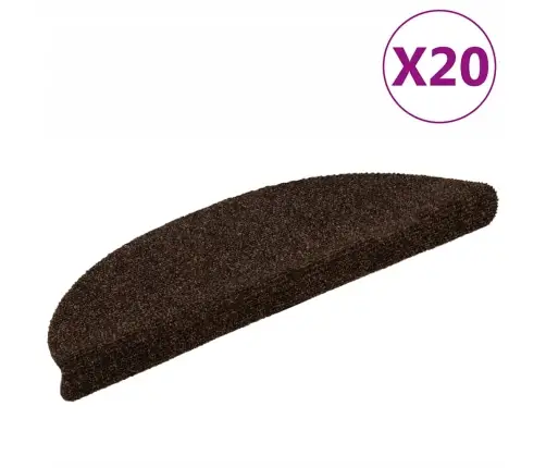 Kāpņu Paklājiņi, Pašlīmējoši, 20 Gab., 56X17X3 Cm, Brūni, Pusapaļi Vidaxl