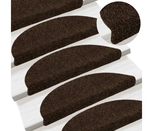 Kāpņu Paklājiņi, Pašlīmējoši, 20 Gab., 56X17X3 Cm, Brūni, Pusapaļi Vidaxl