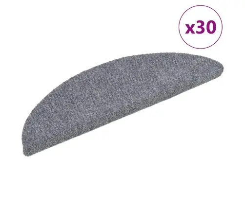 Kāpņu Paklājiņi, Pašlīmējoši, 30 Gab., 56X17X3 Cm, Gaiši Pelēki, Pusapaļi Vidaxl