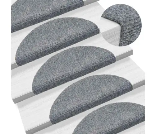 Kāpņu Paklājiņi, Pašlīmējoši, 30 Gab., 56X17X3 Cm, Gaiši Pelēki, Pusapaļi Vidaxl
