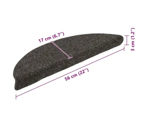 Isekleepuvad Trepimatid, 30 Tk, 56 X 17 X 3 cm Antratsiithall, Poolringikujuline