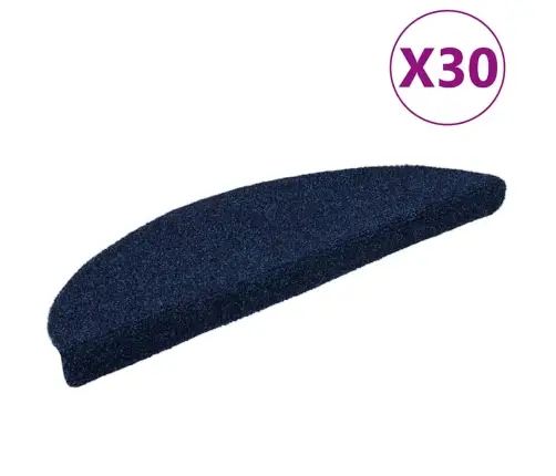 Kāpņu Paklājiņi, Pašlīmējoši, 30 Gab., 56X17X3 Cm, Tumši Zili, Pusapaļi Vidaxl