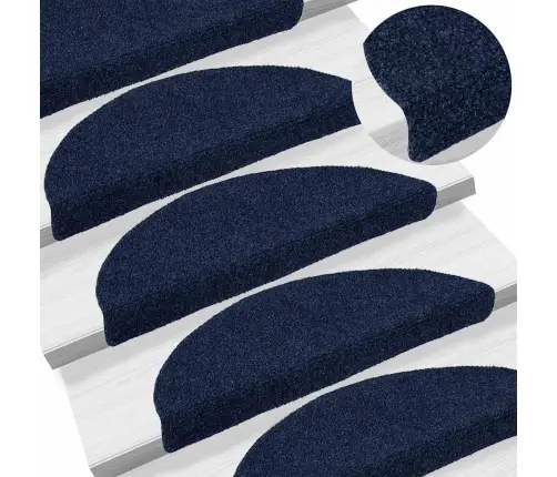 Kāpņu Paklājiņi, Pašlīmējoši, 30 Gab., 56X17X3 Cm, Tumši Zili, Pusapaļi Vidaxl