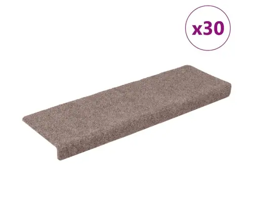 Kāpņu Paklājiņi, Pašlīmējoši, 30 Gab., 65X21X4 Cm, Krēmkrāsas, Taisnstūrveida Mala Vidaxl