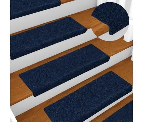 Kāpņu Paklājiņi, Pašlīmējoši, 30 Gab., 65X21X4 Cm, Tumši Zili, Taisnstūrveida Mala Vidaxl