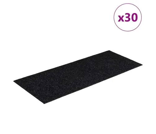 Kāpņu Paklājiņi, Pašlīmējoši, 30 Gab., 60X25 Cm, Melni, Taisnstūrveida Vidaxl