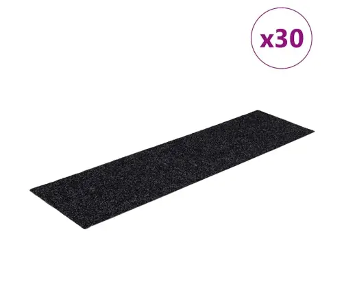 Kāpņu Paklājiņi, Pašlīmējoši, 30 Gab., 76X20 Cm, Melni, Taisnstūrveida Vidaxl