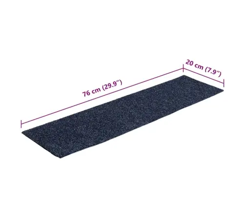 Kāpņu Paklājiņi, Pašlīmējoši, 30 Gab., 76X20 Cm, Pelēkzili, Taisnstūrveida Vidaxl