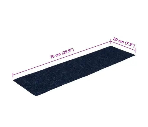 Kāpņu Paklājiņi, Pašlīmējoši, 30 Gab., 76X20 Cm, Tumši Zili, Taisnstūrveida Vidaxl