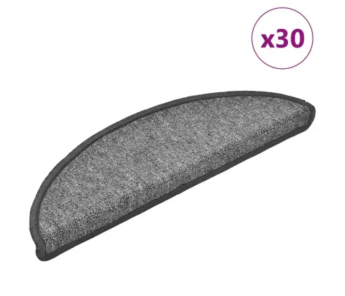 Kāpņu Paklājiņi, 30 Gab., 56X17X3 Cm, Tumši Pelēki, Pusapaļi Vidaxl